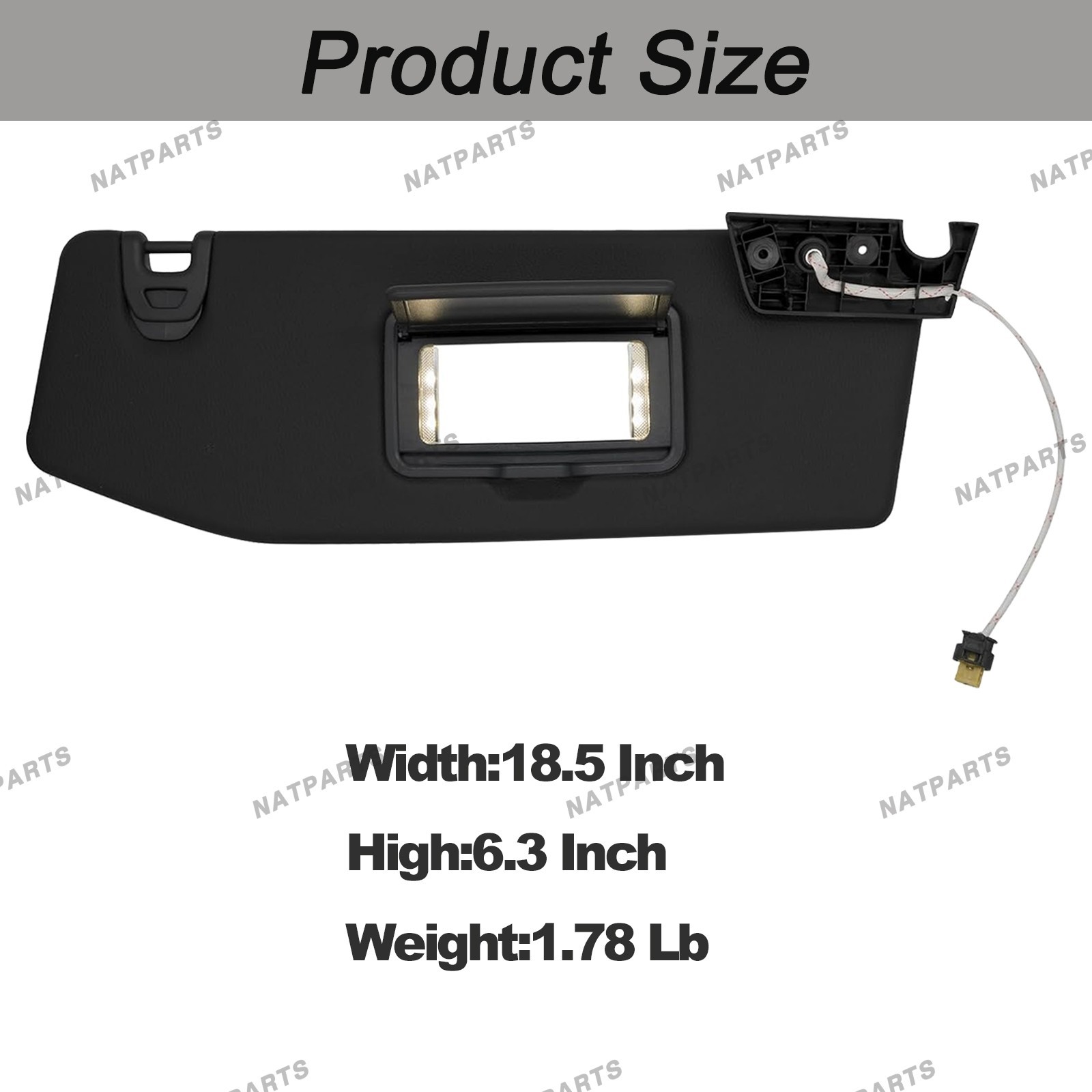 Right Sun Visor W/ Light for18-23 JeepWrangler 20-23 JeepGladiator 6CD23TX7AN