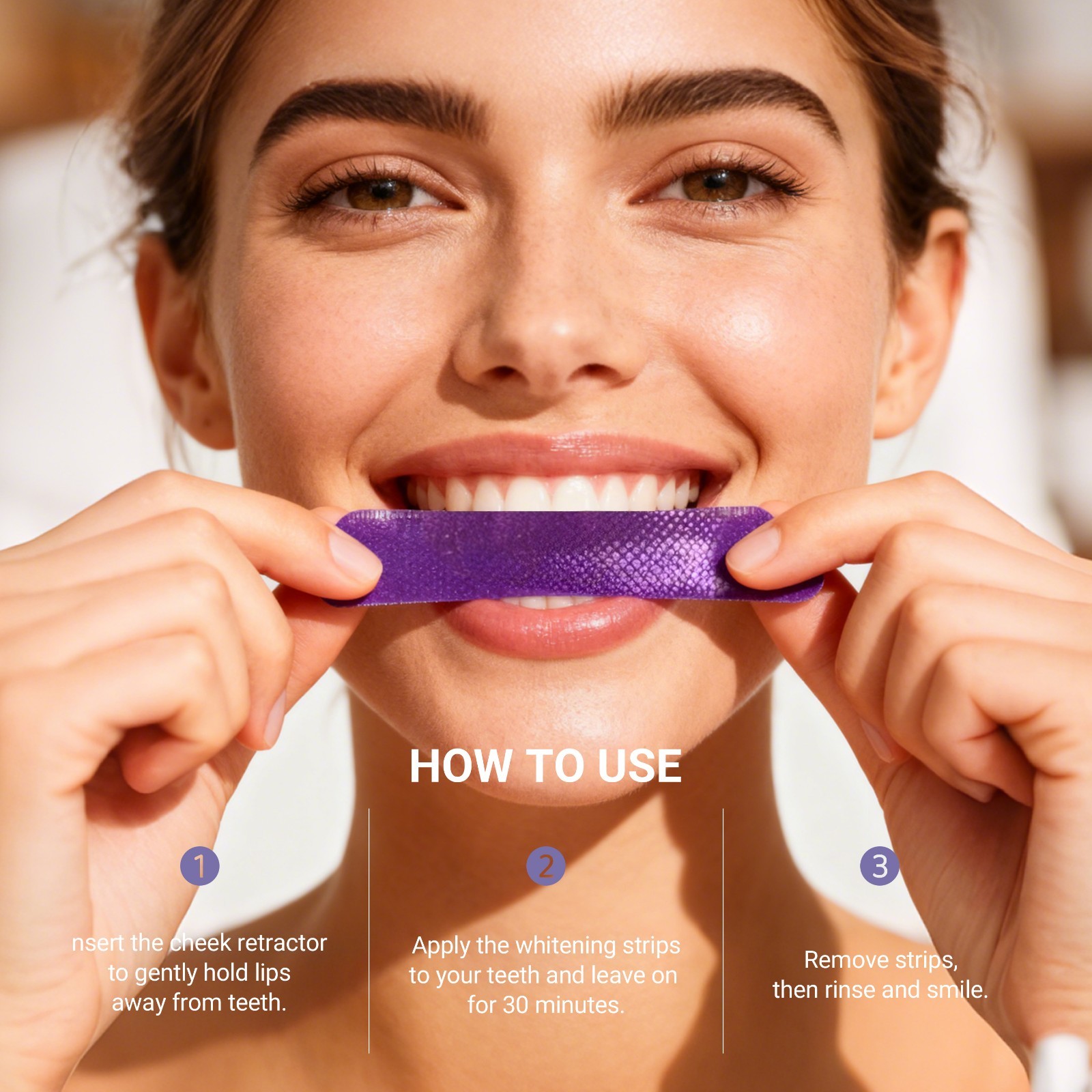 CEELIKE Purple Teeth Whitening Strips, PAP + nHAP, 42 Strips ( 21 Treatment )