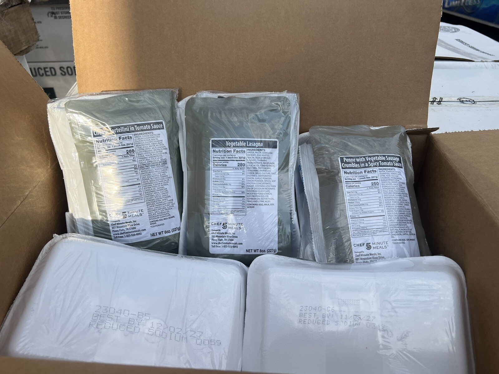 1 CASE Chef 5 Minute Meals Inspection Date 9/2027 or better 12 Meals MRE camping