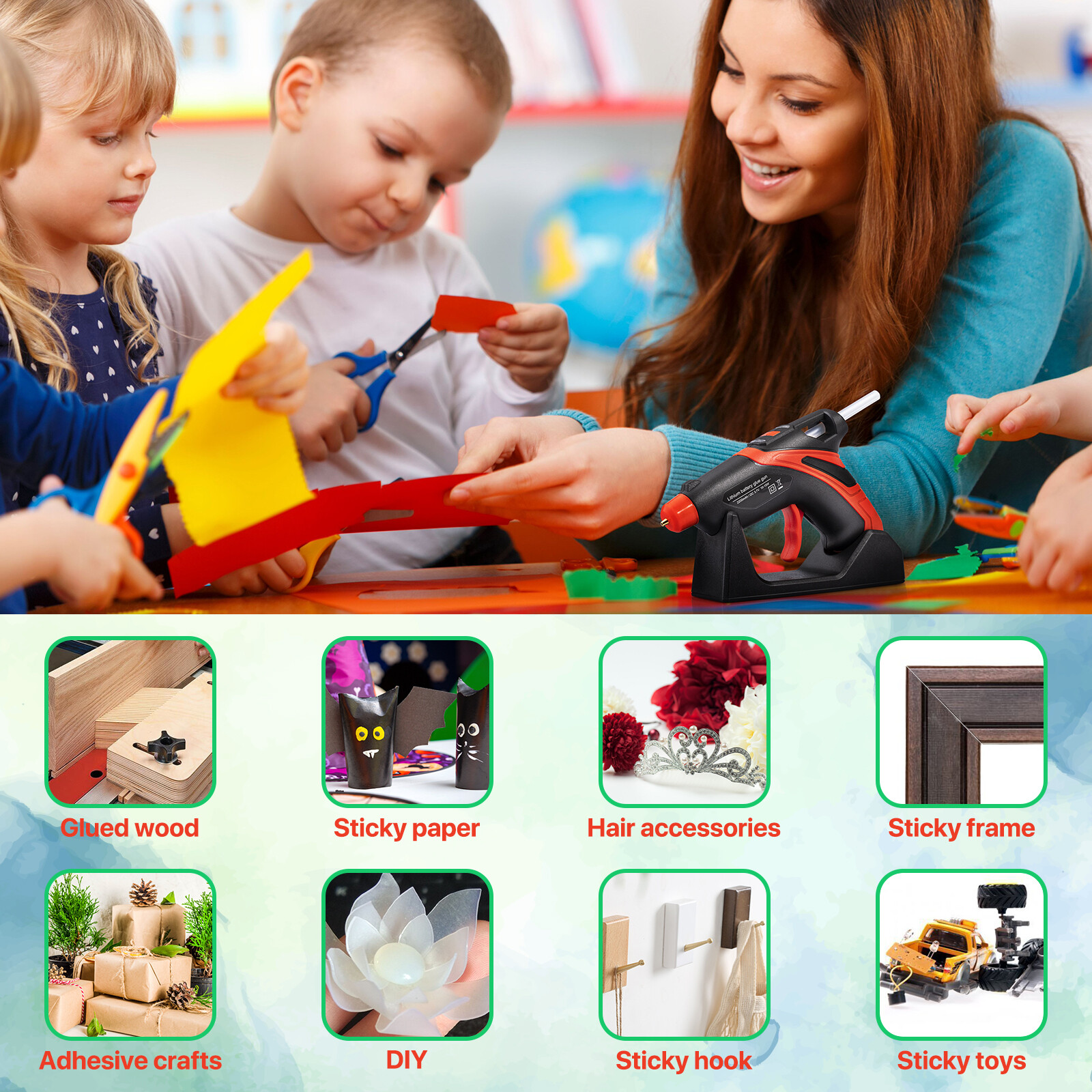 Rechargeable Cordless Fast Preheating Hot Glue Gun Kit with 30PCS Glue Sticks