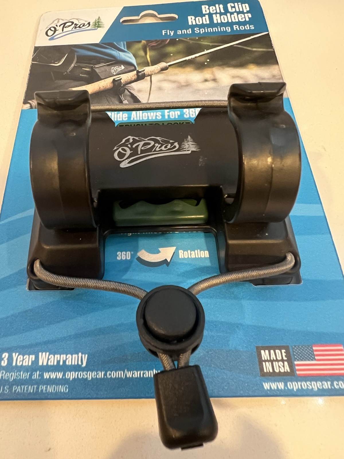 O'PROS BELT CLIP FLY ROD HOLDER W/ SLIDE LOCK, WAIST BELT CLIP-HANDS FREE!