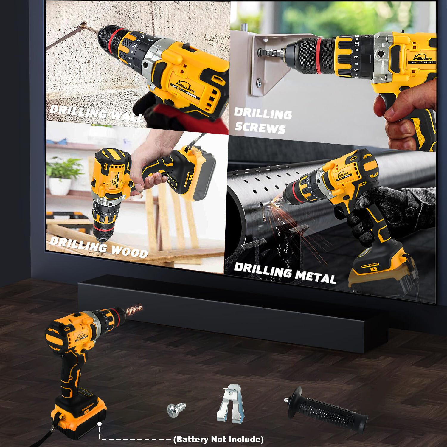 1/2" Cordless Drill Driver for Dewalt 20V Battery, Brushless Compact Drill Tool