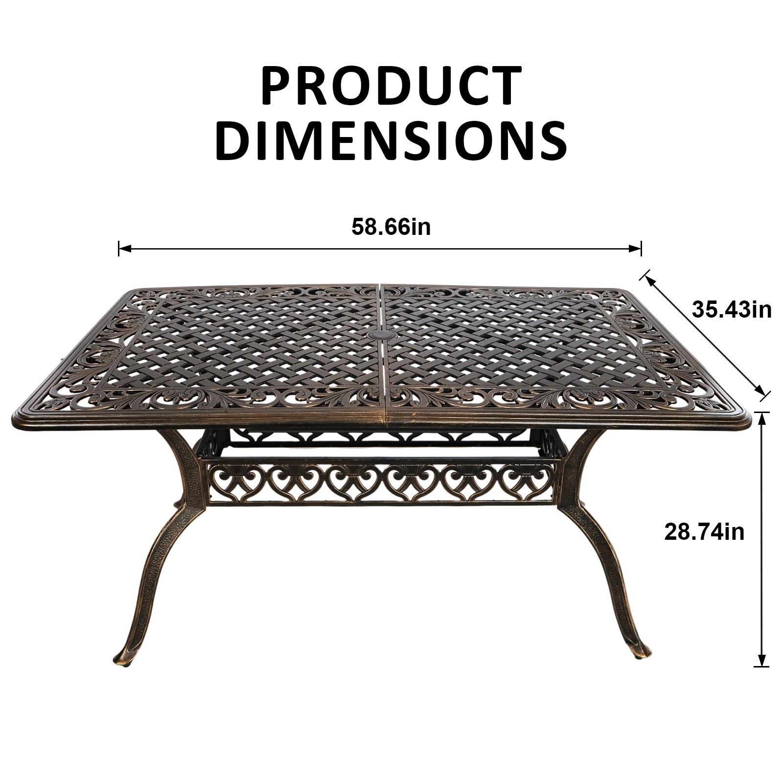 5 Pieces Patio Dining Set Cast Aluminum Patio Table and Chairs Set 4 ,Bronze