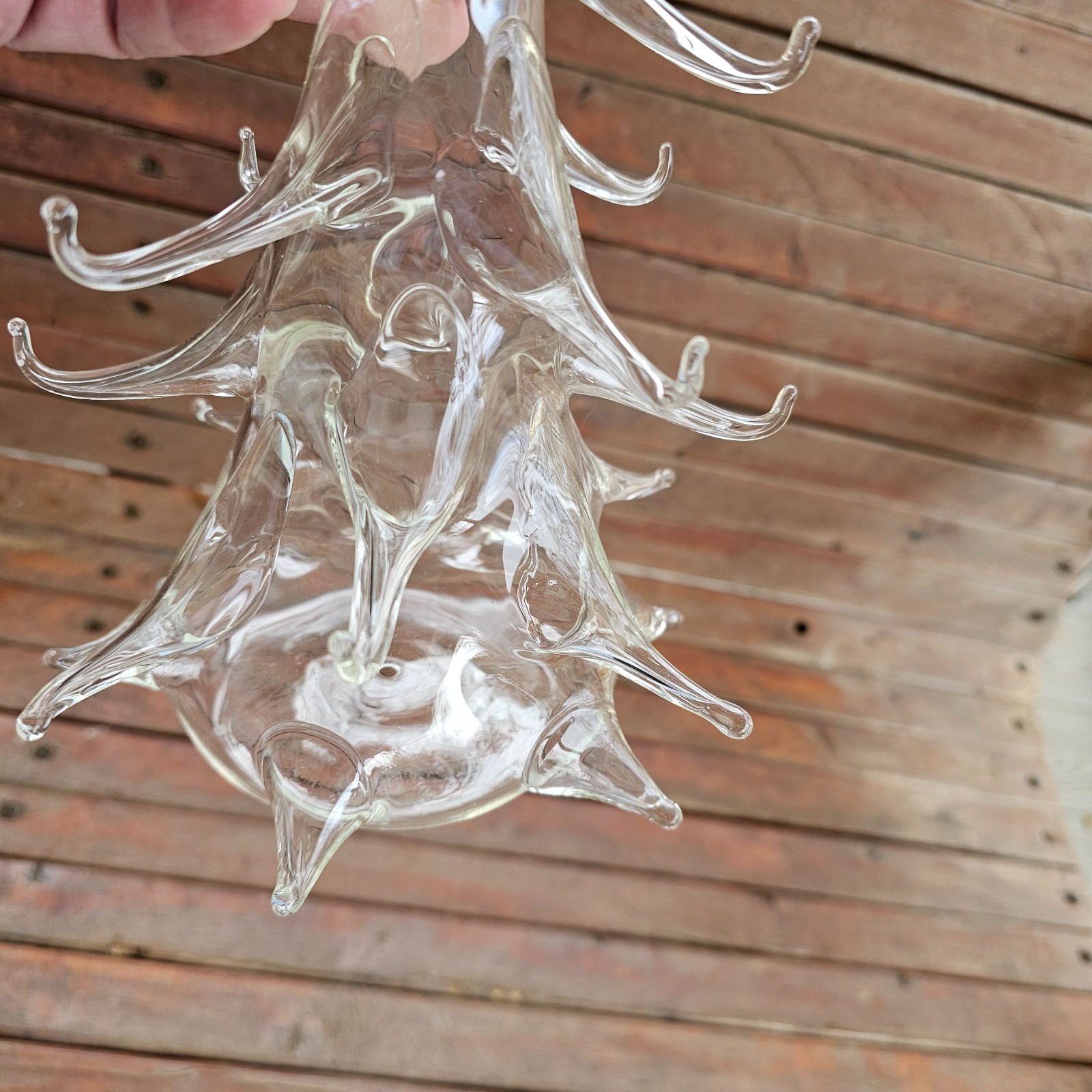 15.5" Hand Blown Clear Glass Christmas Tree - Appears to be Parise Vetro Italy