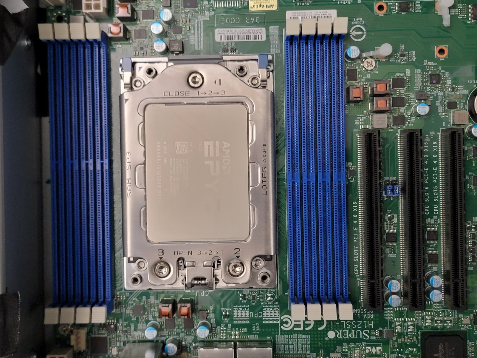 Combo: Supermicro H12SSL-i ATX + AMD EPYC 7V13 ES 64-core + XXV710 2x25G SFP28