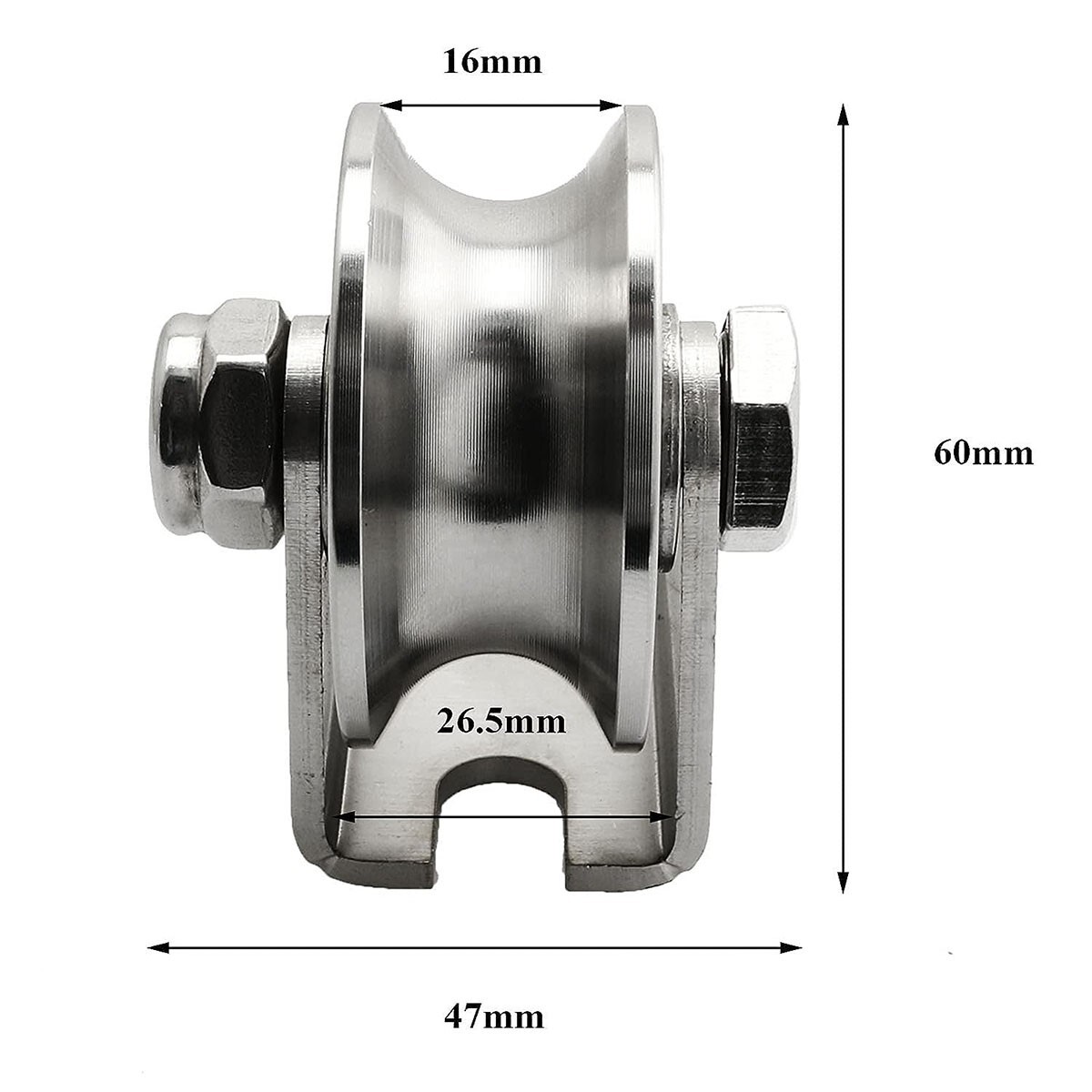 1Screw U Groove Wire Pulley Rope Pulley Stainless Steel Roller Rope Cable Silent