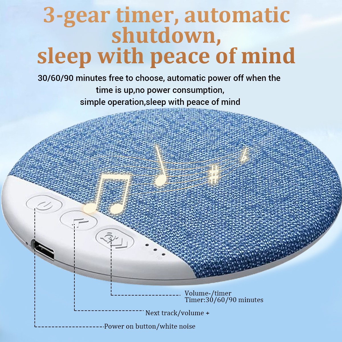 Under Pillow Speaker HiFi Bluetooth White Noise Sleep Aid Timer Bedside Speaker