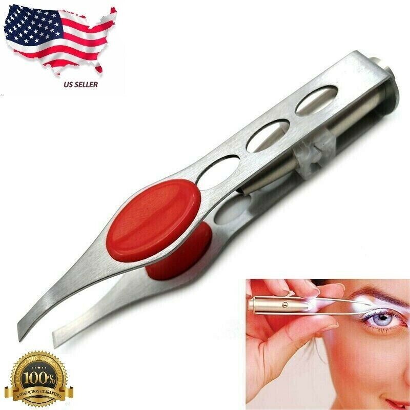 Portable Tweezer With LED Light Hair Removal Eyebrow Beauty Make Up Tools
