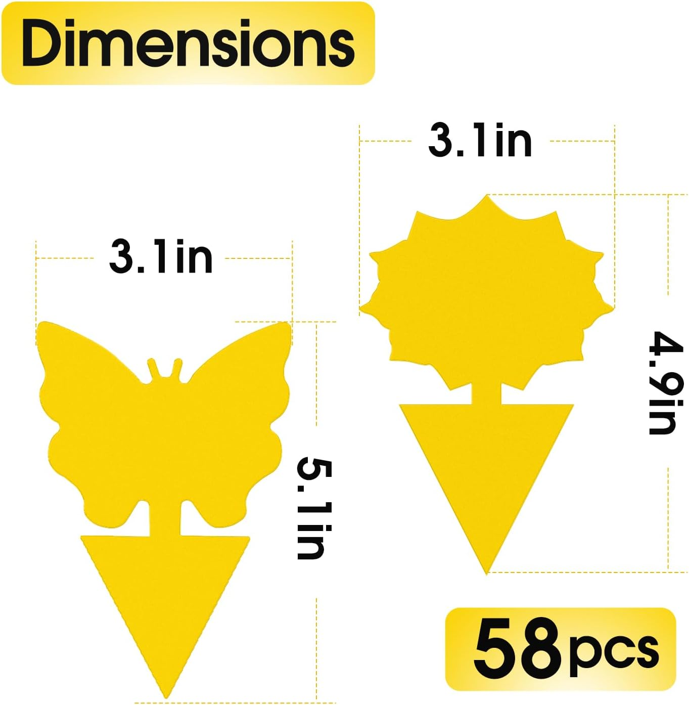 58Pc Yelow Sticky Glue Trap Killer Paper Catcher Insect Fruit Flies Gnat Fungus