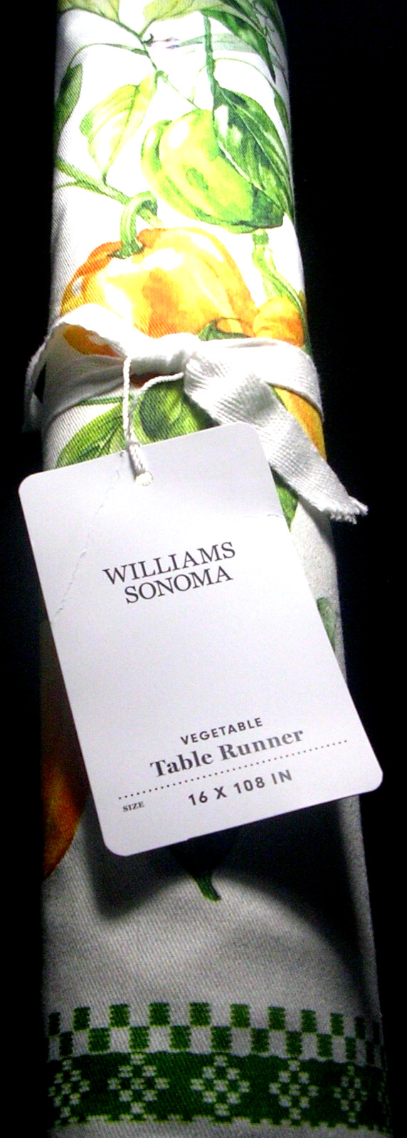 WILLIAMS SONOMA VEGETABLE TABLE RUNNER TWILL WEAVE COTTON 16X108 REVERSIBLE NWTG