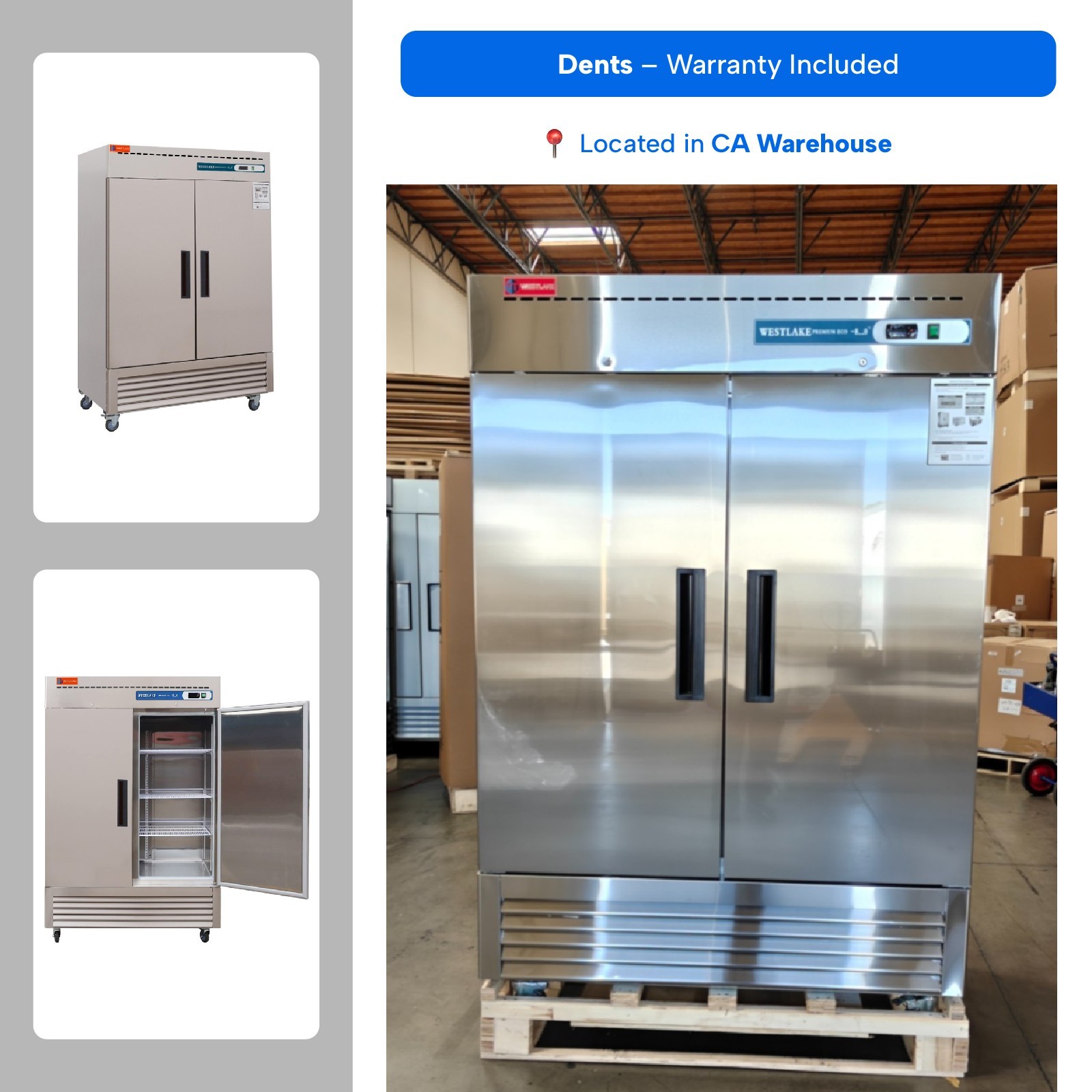 Westlake 54" Commercial Freezer Double Door Stainless Steel – Dent