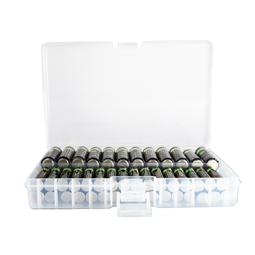 Clear AA/AAA Plastic Battery Storage Case/Organizer/Holder Holds 46 AA batteries
