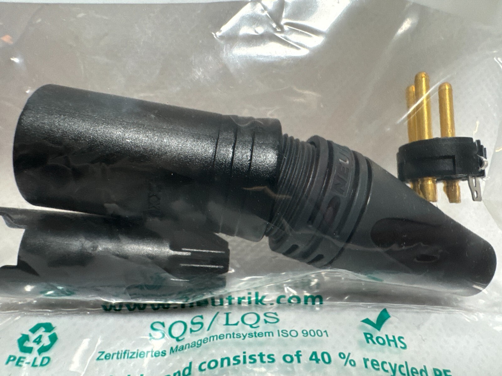 NEUTRIK NC3MXX-B 3-Pin XLR Male Cable Mount Connector Black 3 Pole Gold