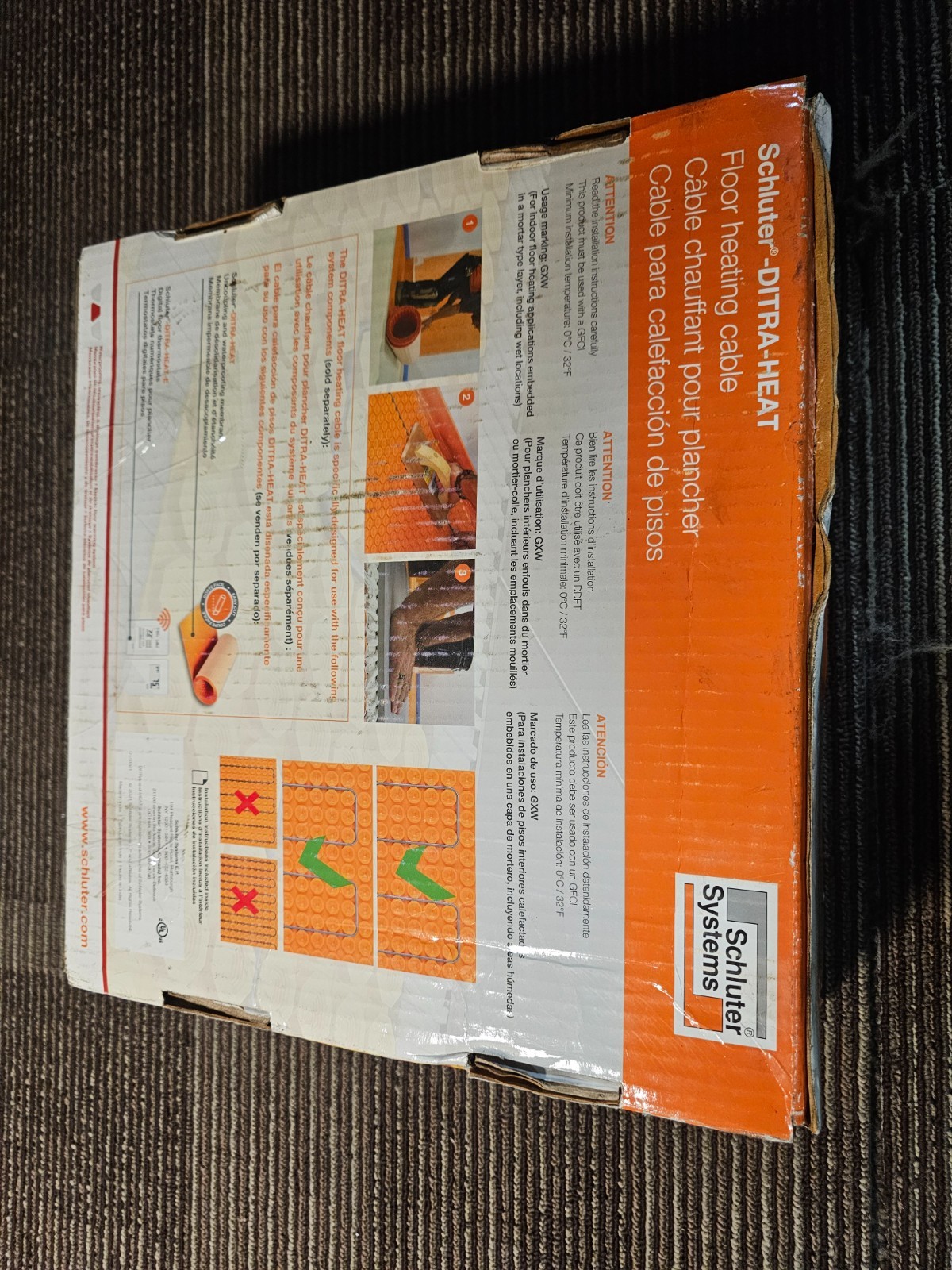 Schluter Ditra-Heat Cable, 120V - 88.2 ft (26.7 SqFt) Heating Cable - DHEHK12027