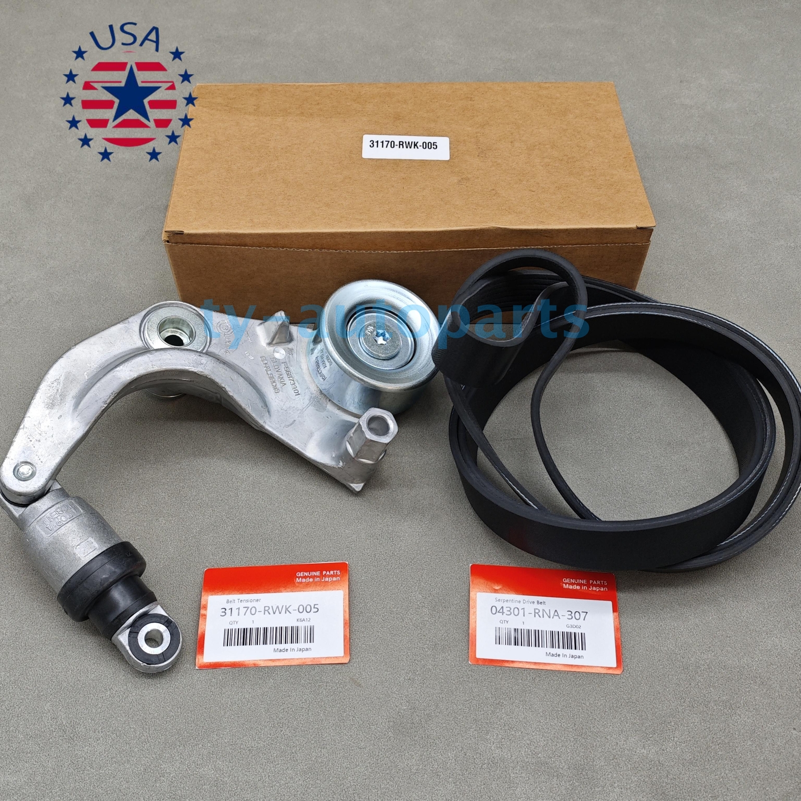 OEM Tensioner Pulley & Serpentine Drive Belt Kit For 2006-11 Honda Civic 1.8L US