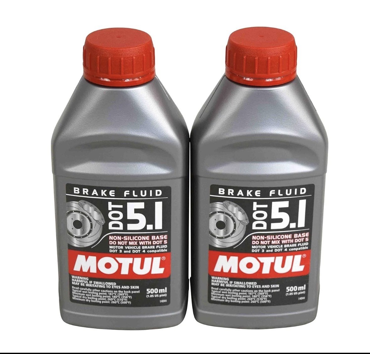 Motul DOT 5.1 Brake Fluid – 2 Pack, 500mL Bottles, 100% Synthetic, ABS Safe