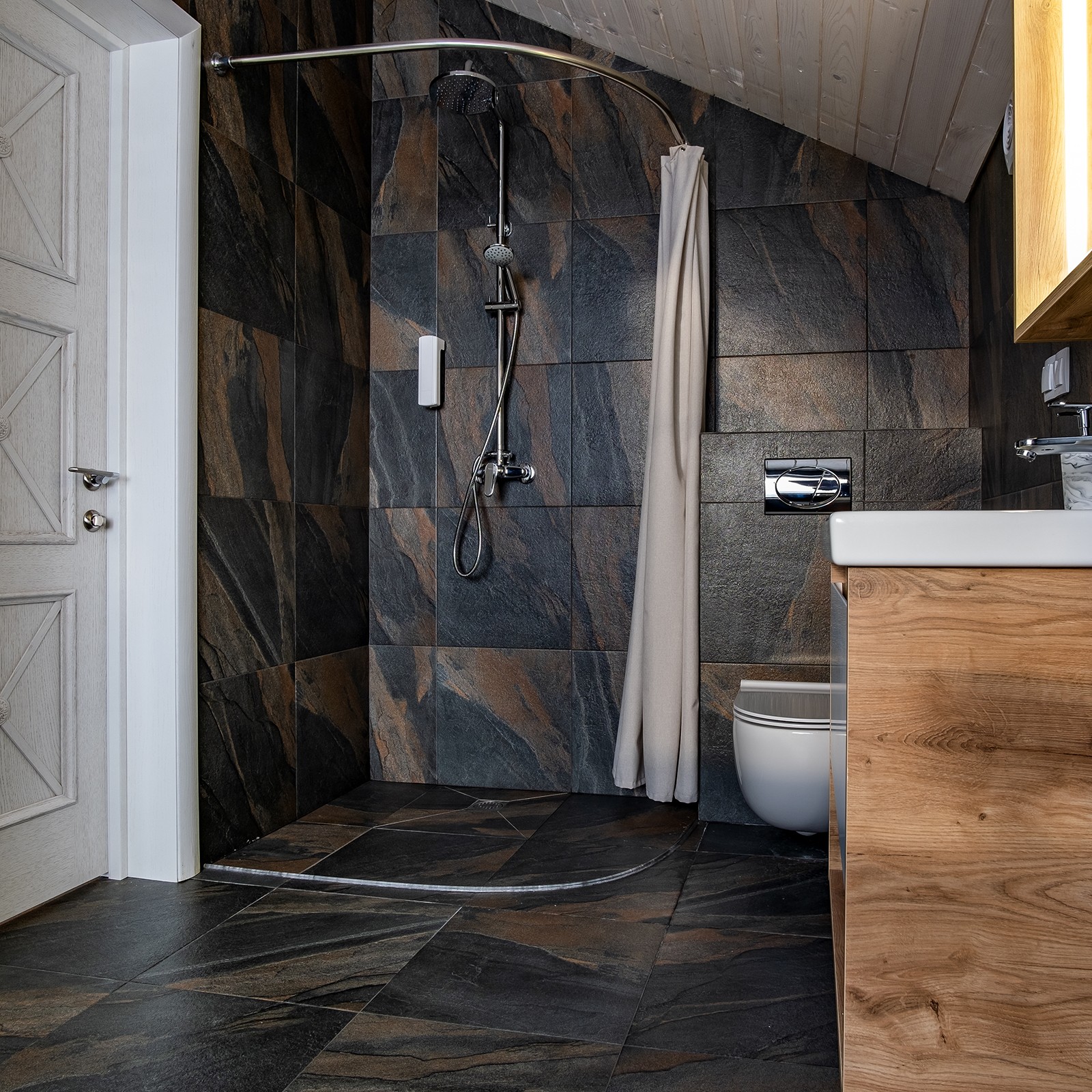 Stainless Steel L Shaped Corner Shower Curtain Rod 75-95cm/30"-37"