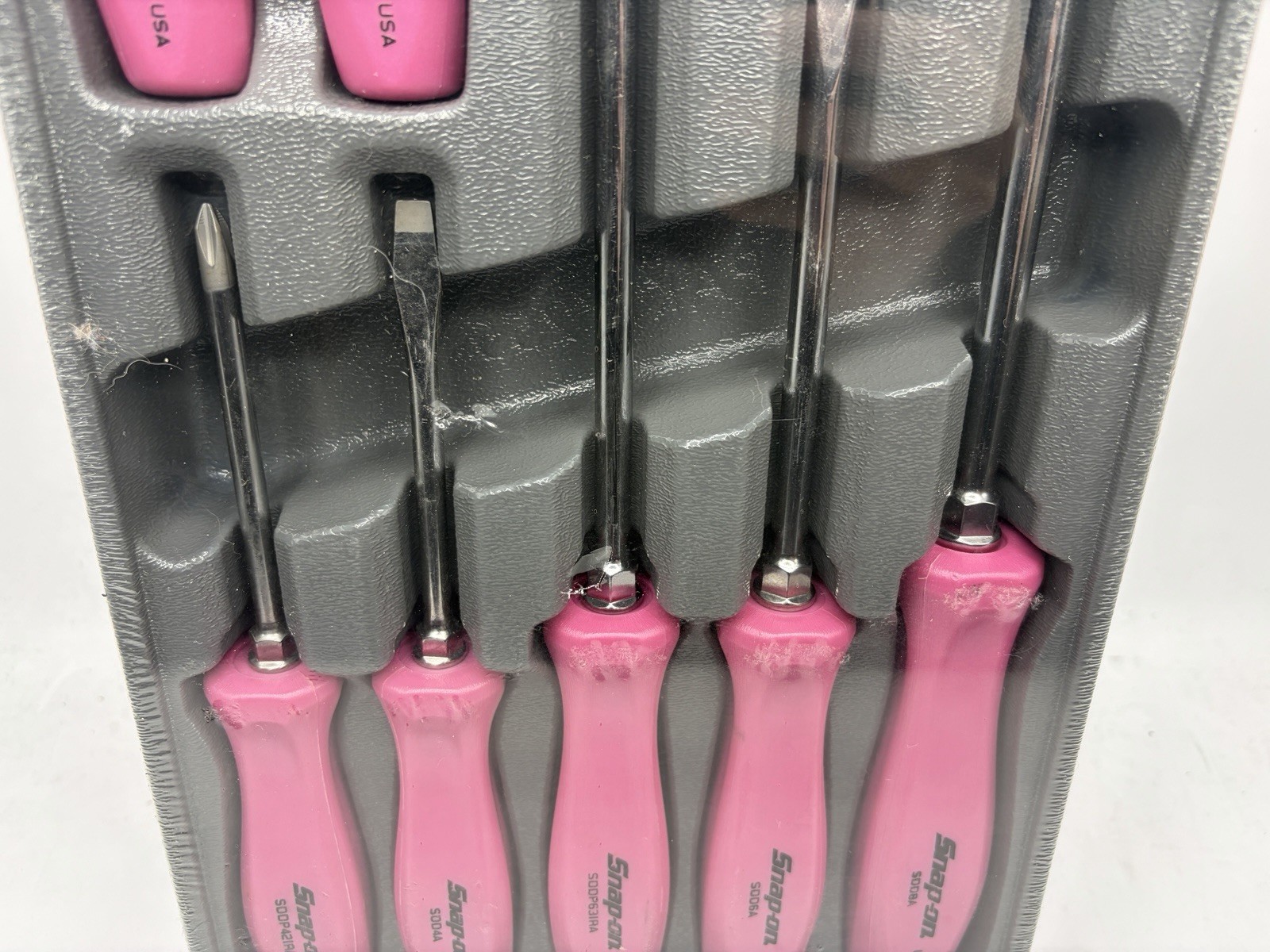 Snap On Tools Pink Hard Handle Combination Screwdriver Set SDDX70APP 7 Piece New