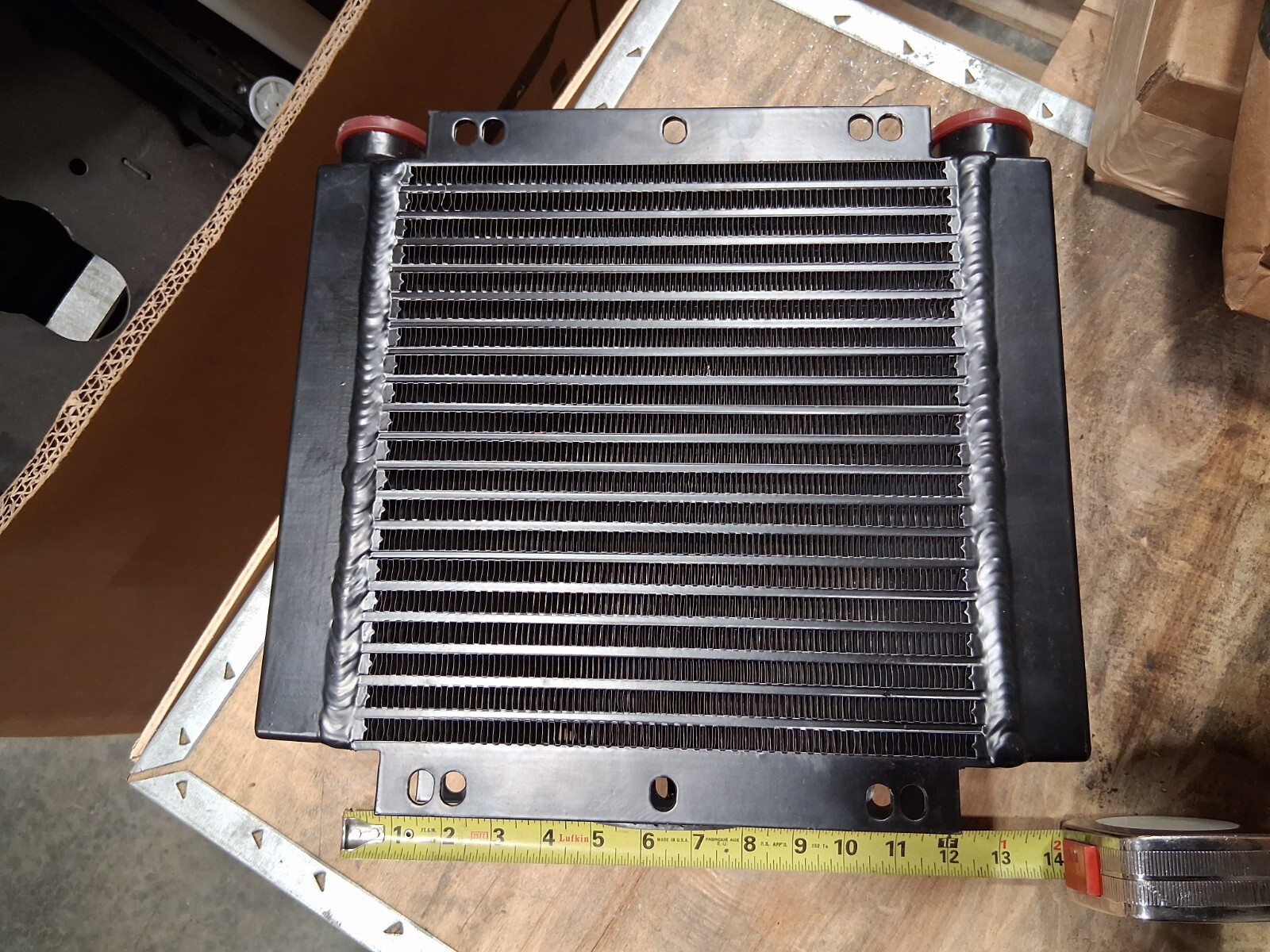 Universal fit 10"x10" core Remote OIL COOLER w/temp probe 12V 21 GPM USA made