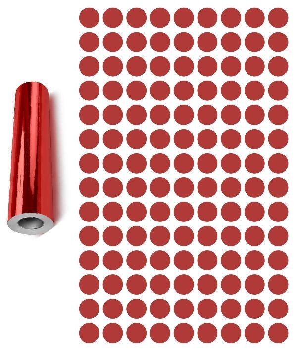 3/8" Dots Round Vinyl Color Code Inventory Label Dot Stickers Chrome Red