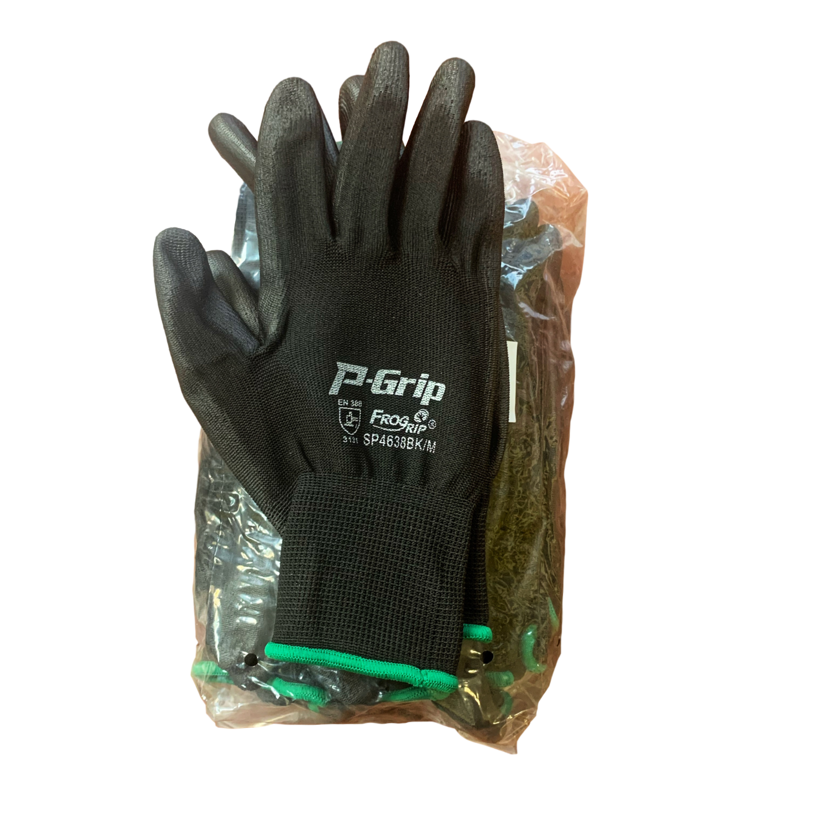 LIBERTY P-GRIP WORK GLOVES BLACK PU POLYURETHANE COATED PALM SP4638BK (12 PAIR)