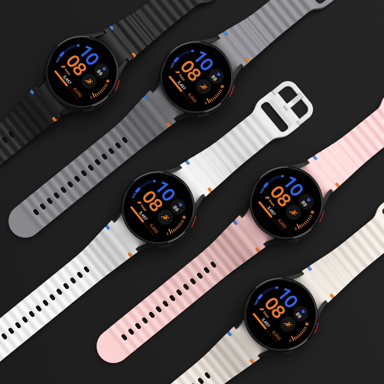 For Samsung Galaxy Watch 7/6/5/4/FE 40/44/47mm Sport Silicone Watch Band Strap