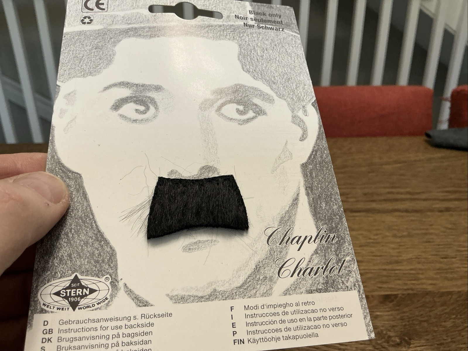 Charlie Chaplin Charlot Mustache Vintage Stern Costume-Handmade In Germany