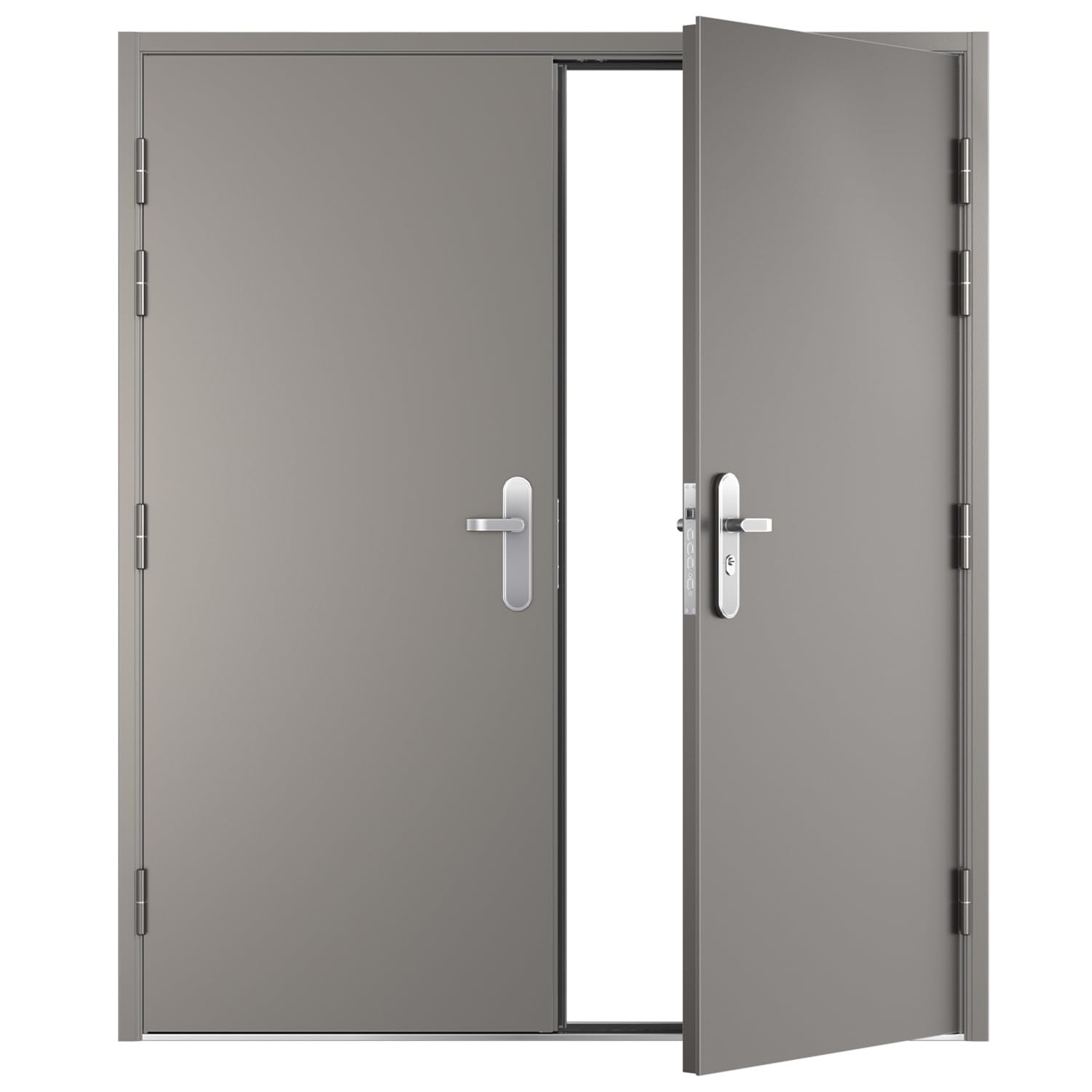 VIZ-PRO 32 1/4" Steel Security Door with Frame and Hardware Double Door Slab