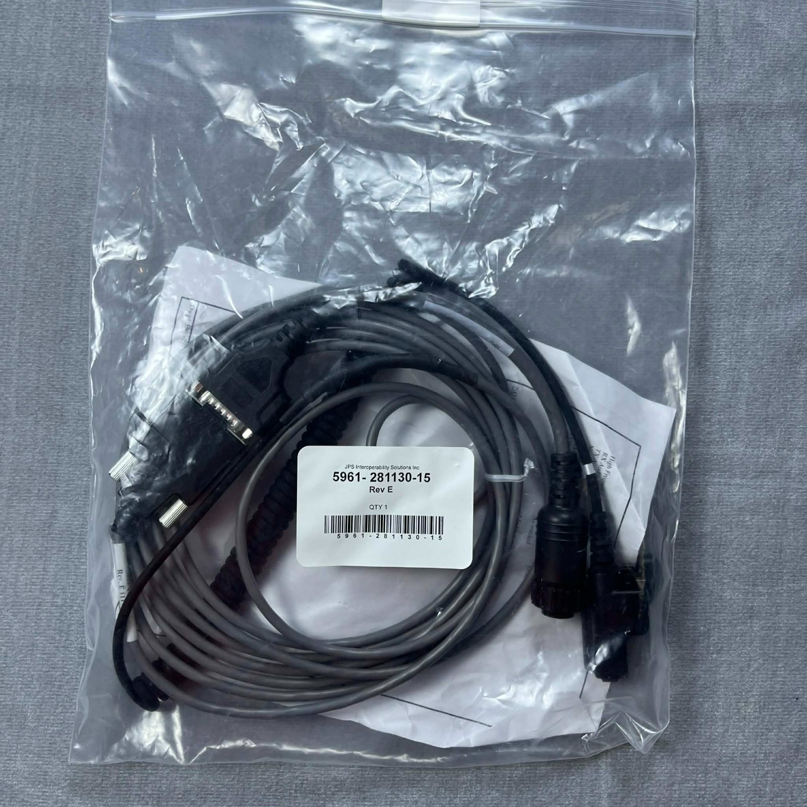 JPS 5961-281130-15 ACU-T Radio Interface Cable Rev E – Excellent Condition