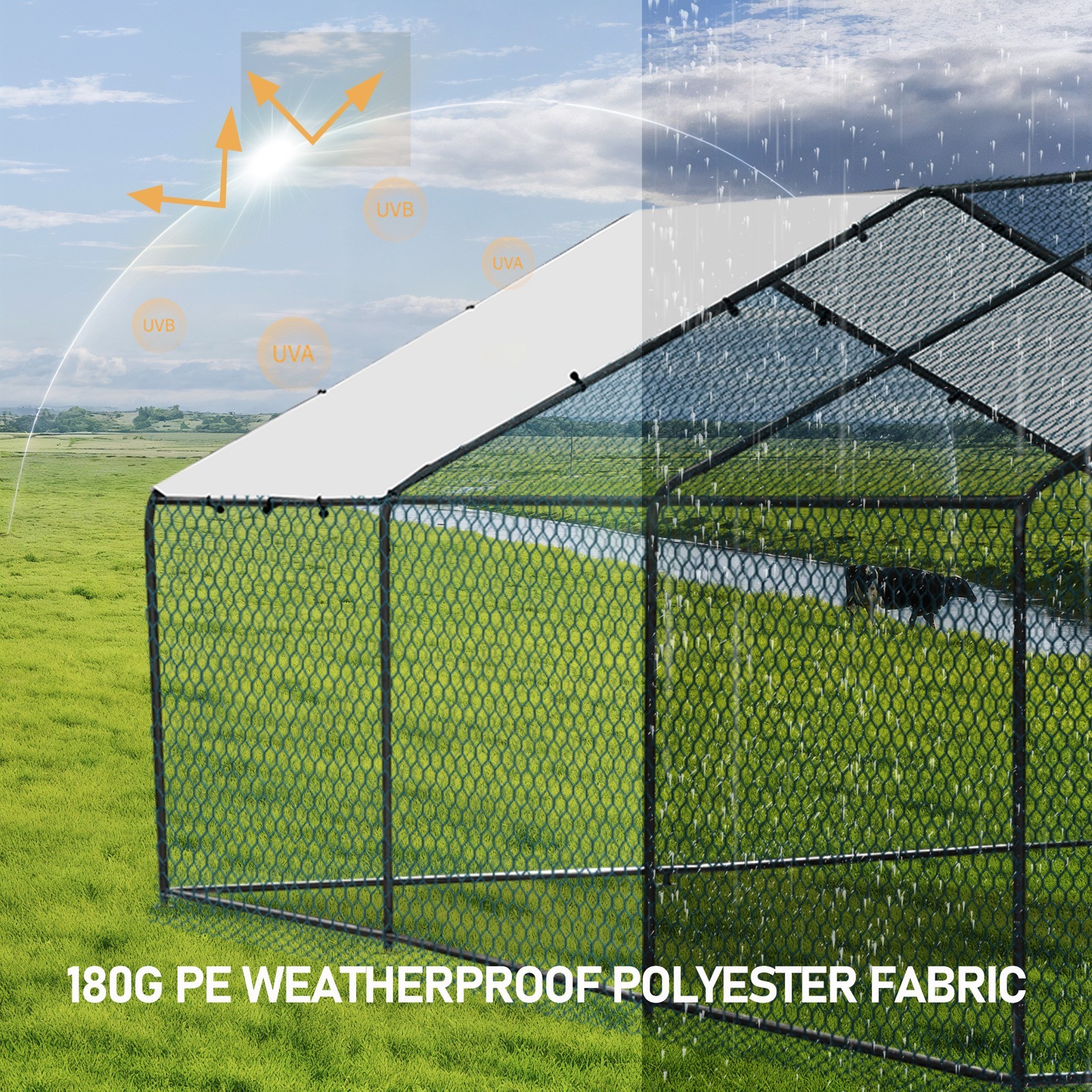 Large Walk-in Metal Chicken Coop Poultry Cage Hen House w/Cover 6.6x9.8x6.6ft