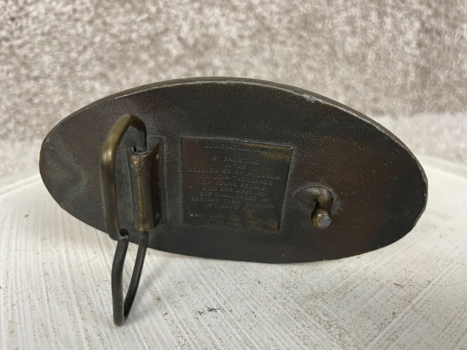 Solid Brass 4" Oval Belt Buckle United States Army Delayed Entry Program