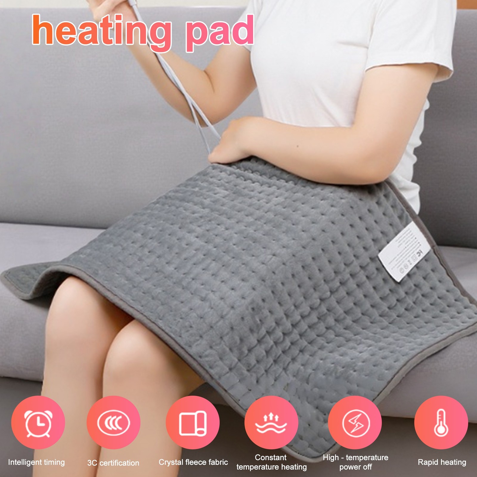 6 Levels Electric Heating Pad For Back Pain Cramps Relief Auto Shut Off 12x24”