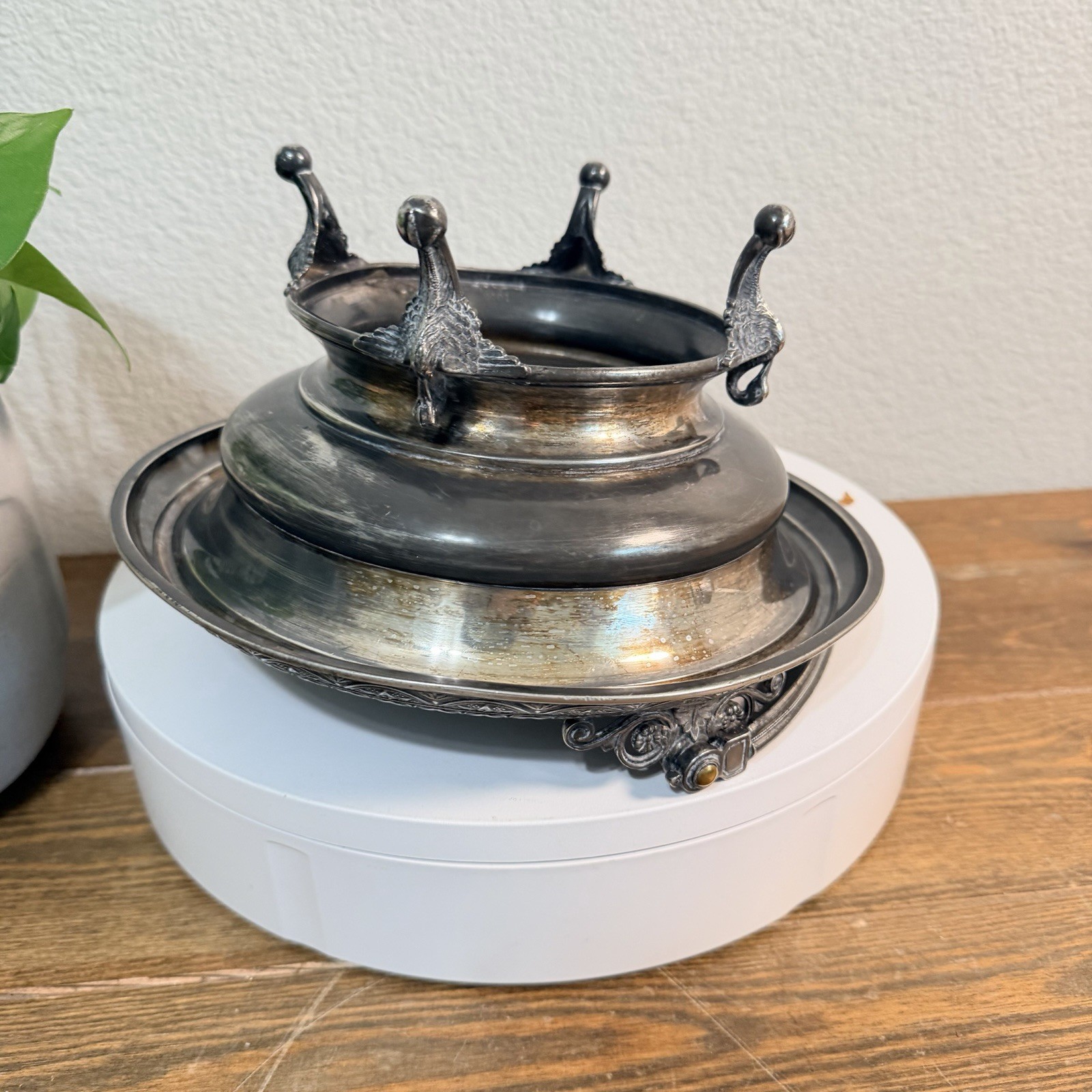 Derby Silver Co Quadruple Plated Footed Bowl with Handle Candy Dish