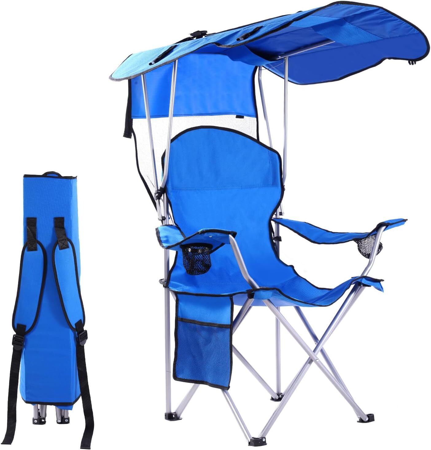 Beach Camping Folding Chair for Camping Chair with Canopy Foldable W/Sun Shade