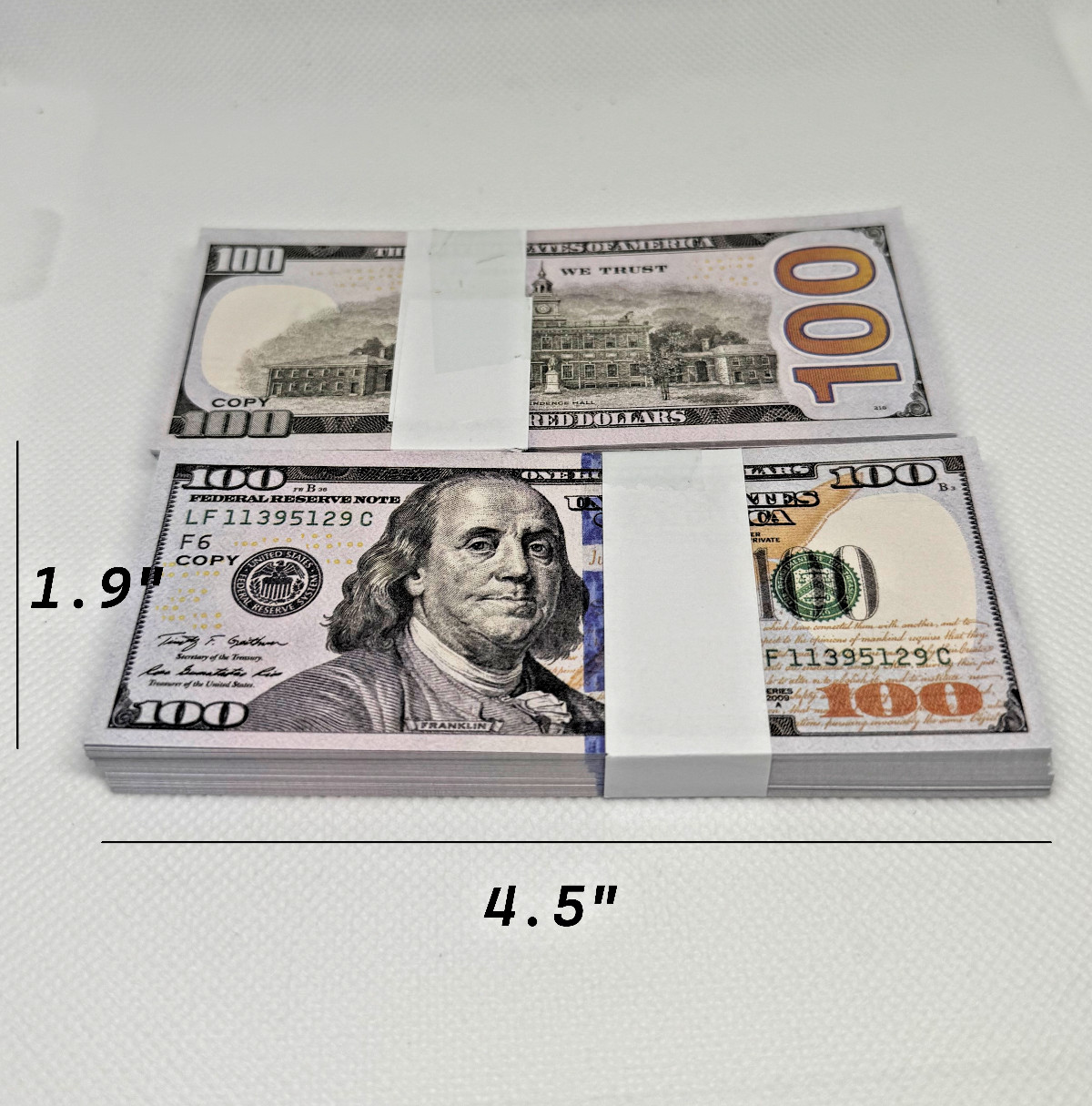 Premium Prop $100 Bills $5k Total - Replica Money (Small Size)