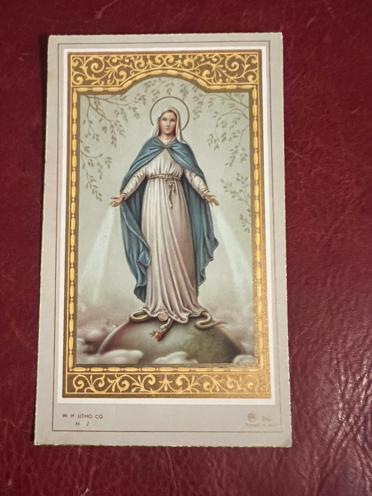 Vintage Catholic Holy Card - Gilded - Our Lady of Grace 1950's