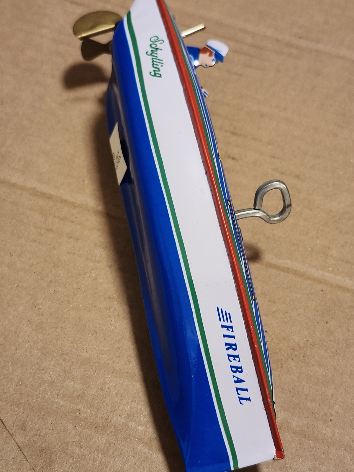 Vintage Schylling Collector Series Tin Speedboat Fireball WORKS NEW CONDITION