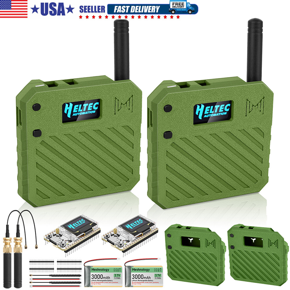 2Sets ESP32 LoRa V3 Development Board + 915MHz Antennas +Battery+Meshtastic Case