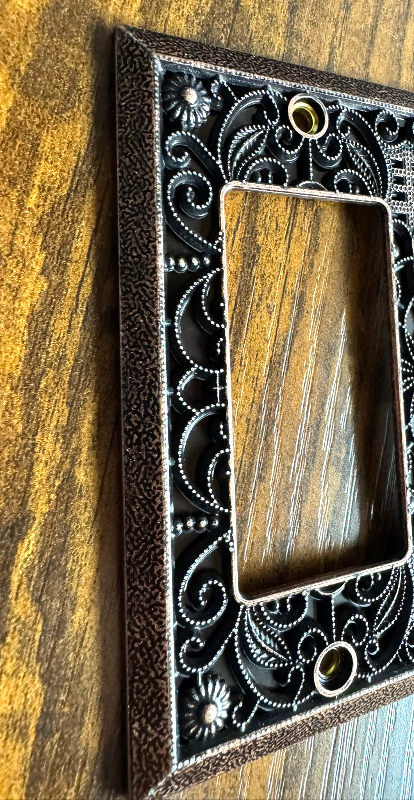 2: ANTIQUE Bronze Filigree Metal Outlet Light Switch Plate Cover Wall Rocker