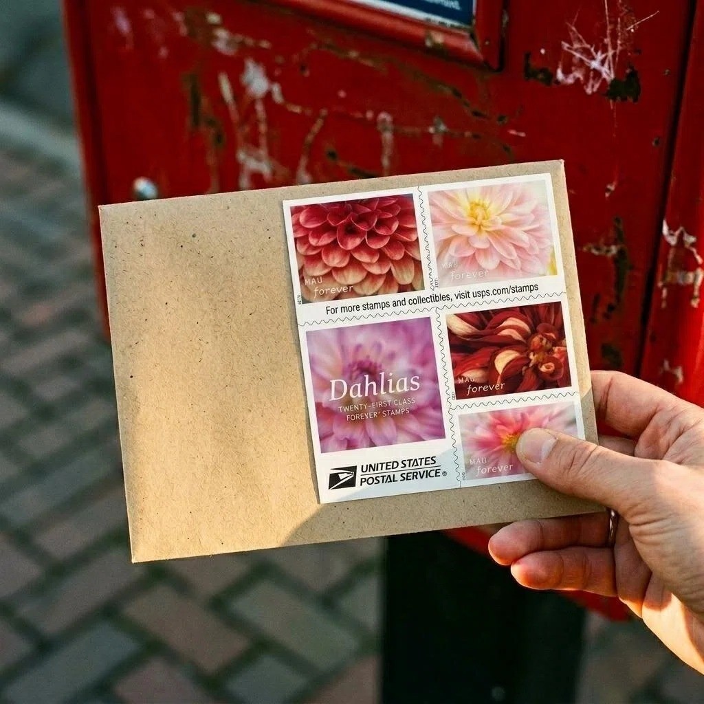 Dahlias 2025 (5 Books of 20) First-Class Mail Forever Postage Stamps Total 100PC