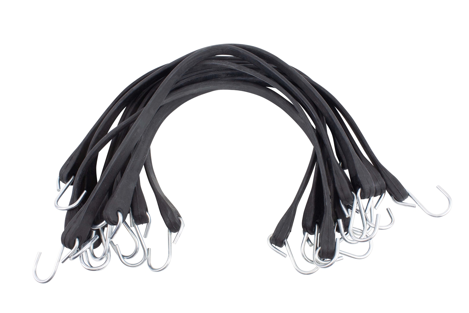 15" Natural Rubber Tarp Bungee Straps Crimped Hooks - 50 Pack