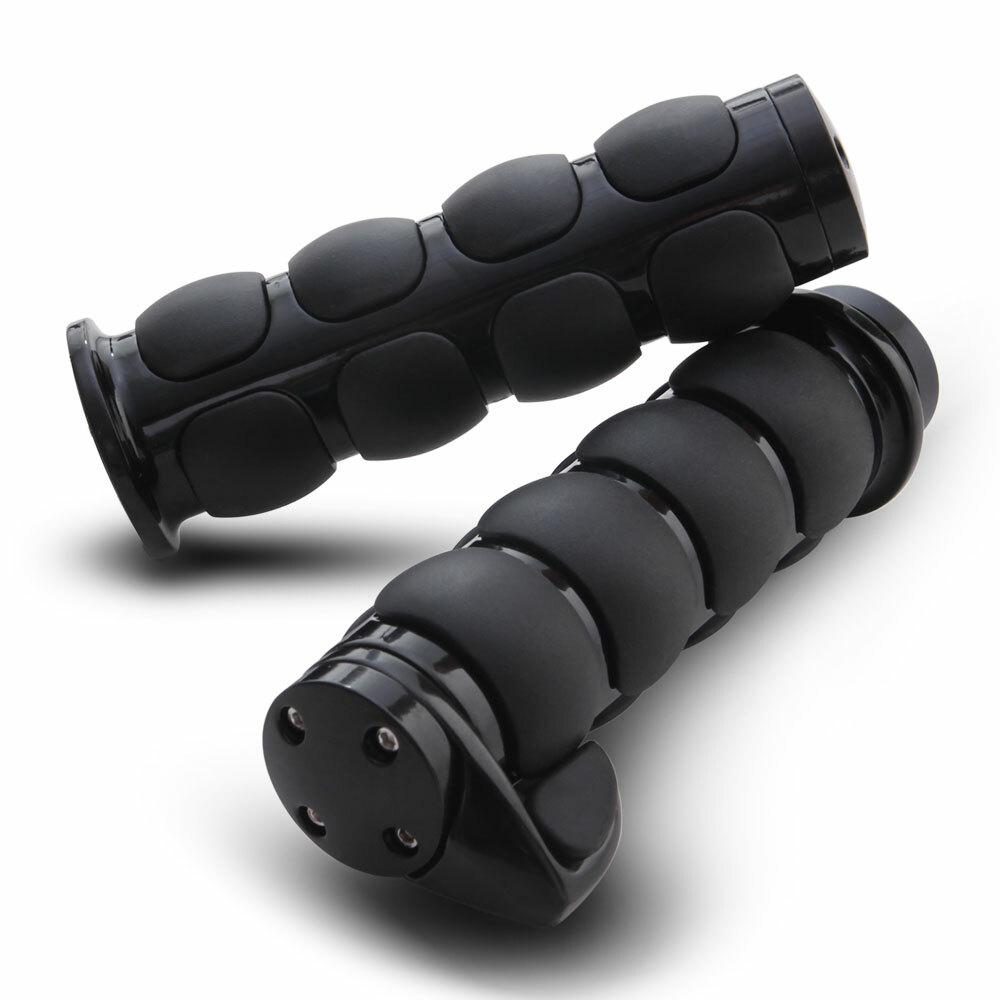 1" Motorcycle Chrome Black Hand Grips Handlebar for Harley Yamaha Honda Kawasaki