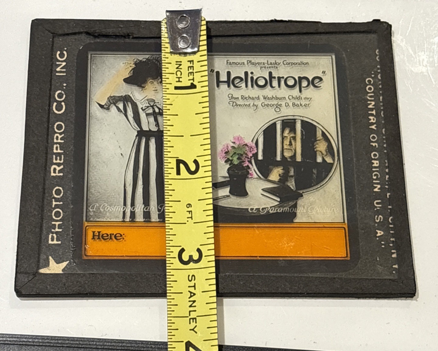 Vintage Magic Lantern Glass Theater Slide 1920 * HELIOTROPE *