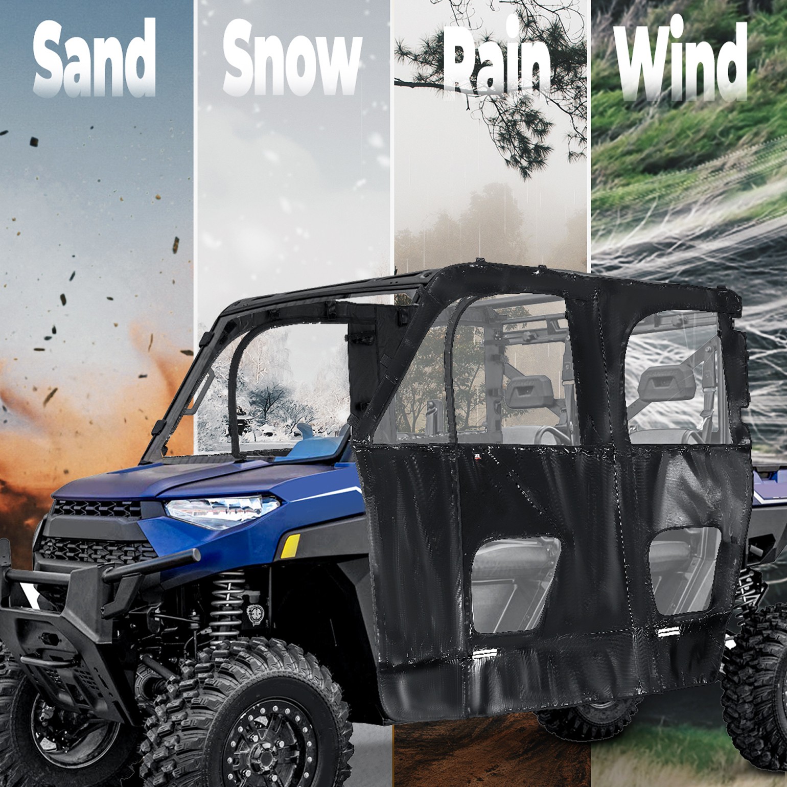 UTV Soft Cab Enclosure Full Door for Polaris Ranger CREW XP 1000 19-26