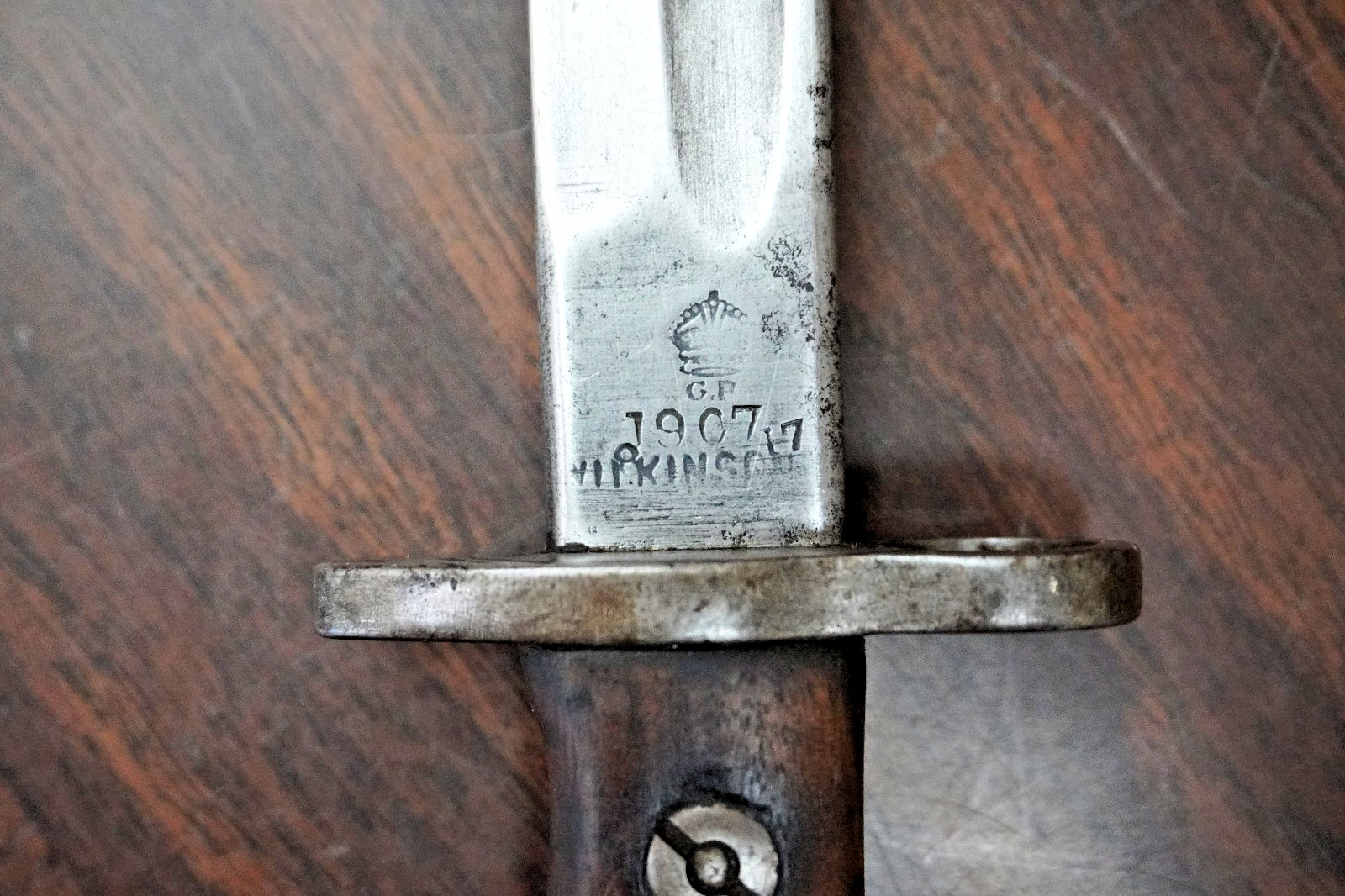 WWI British Lee-Enfield P1907 Rifle Bayonet with Scabbard Wilkinson 1917 Marked