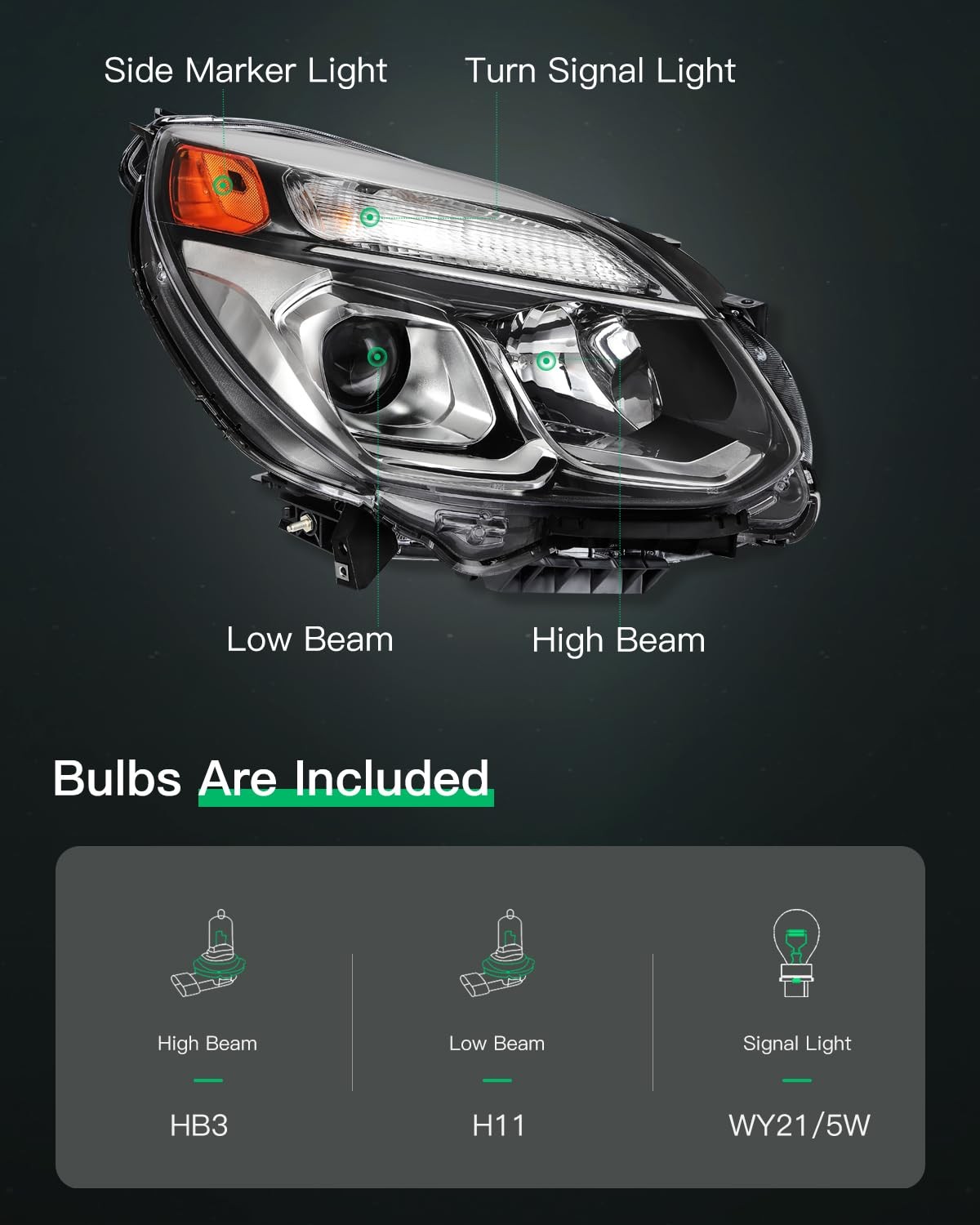 Headlight Assembly Replacement Fit 2016-2017 for Chevrolet for Equinox Headlamp