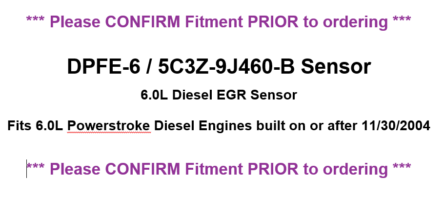 DPFE-6 New OEM Ford Motorcraft 6.0L Diesel EGR Pressure Feedback Sensor DPFE144