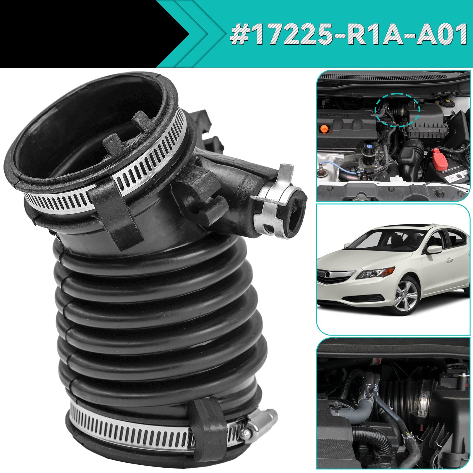 For Honda Civic 2012-2015 1.8L Air Flow Tube Air Cleaner Intake Hose With Clamps
