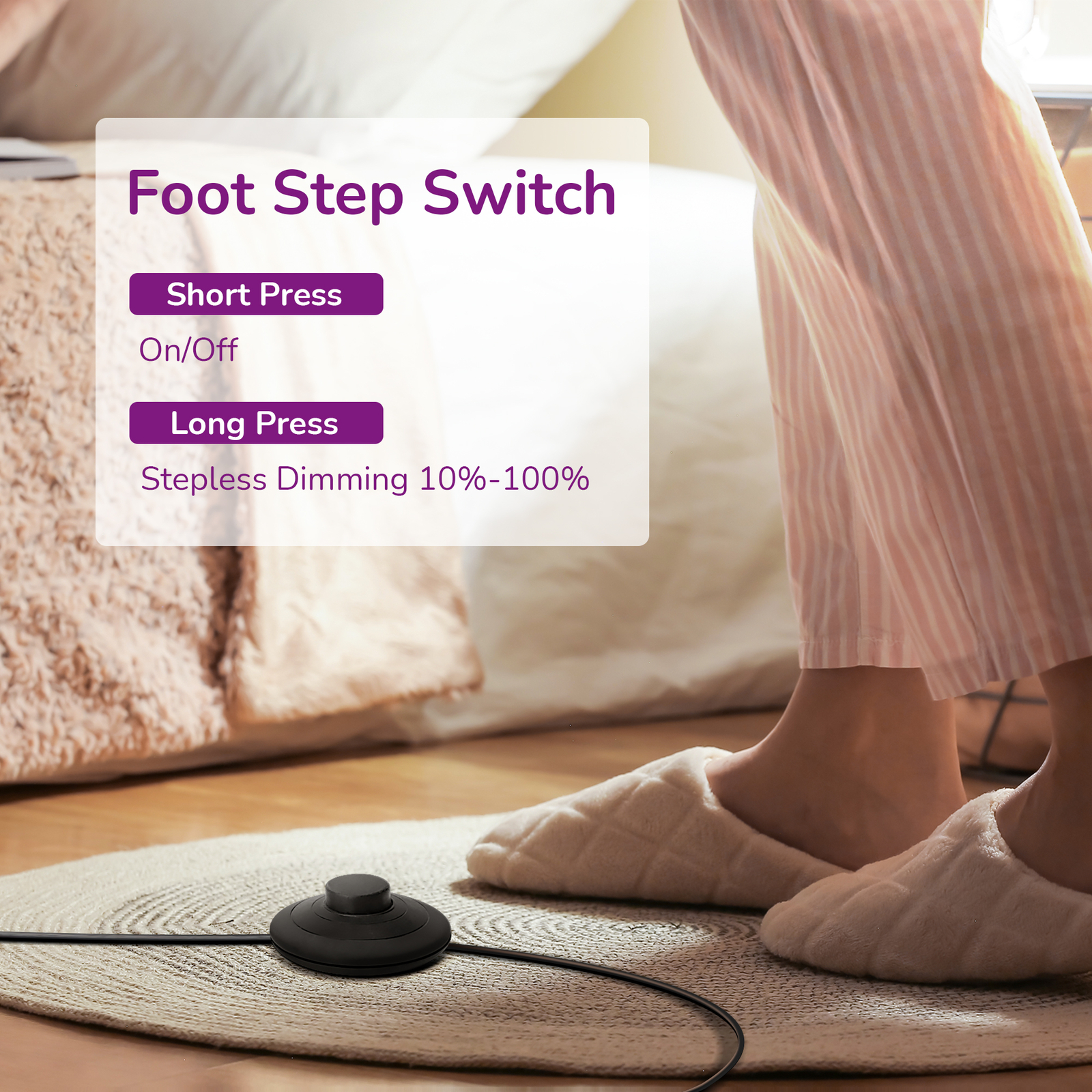 Modern Corner Floor Lamp Dimmable Adjustable Height Tall Standing Light Black