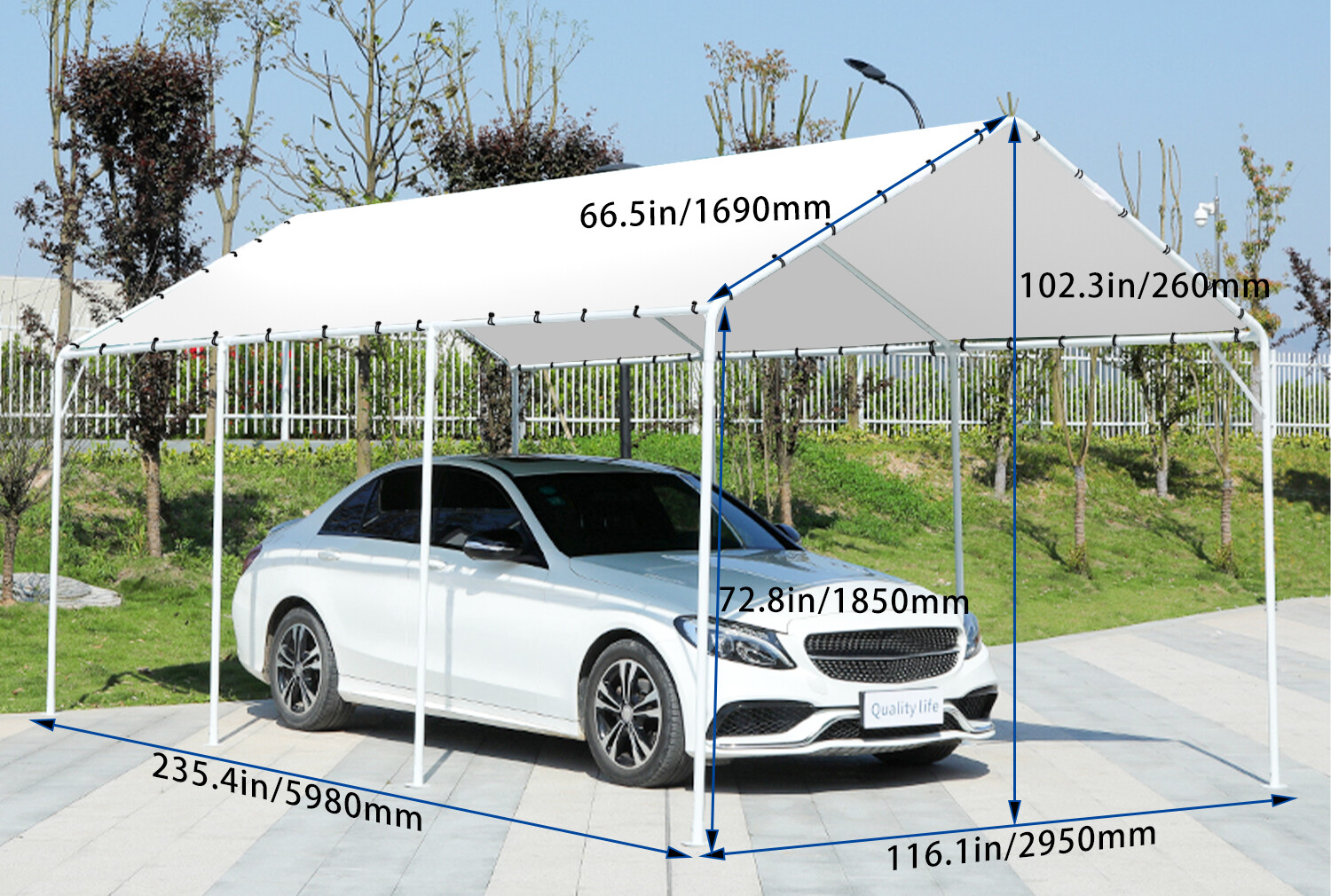 10' X 20' Heavy Duty Carport Canopy Garage Tent, Steel Car Shelter Party Tent